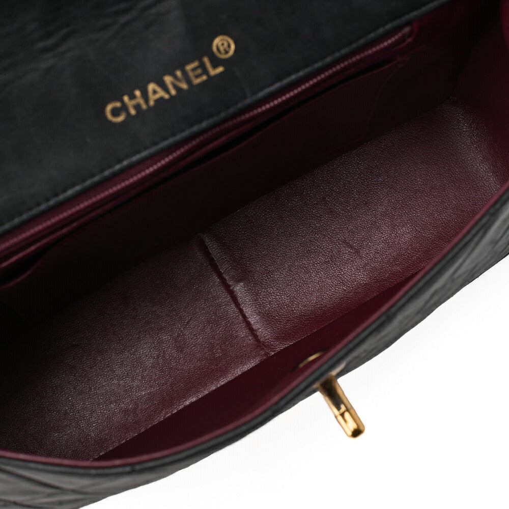CHANEL Chain Shoulder Bag Matelasse Design Flap Single Lambskin Black Gold-Tone Hardware, Pre-Owned