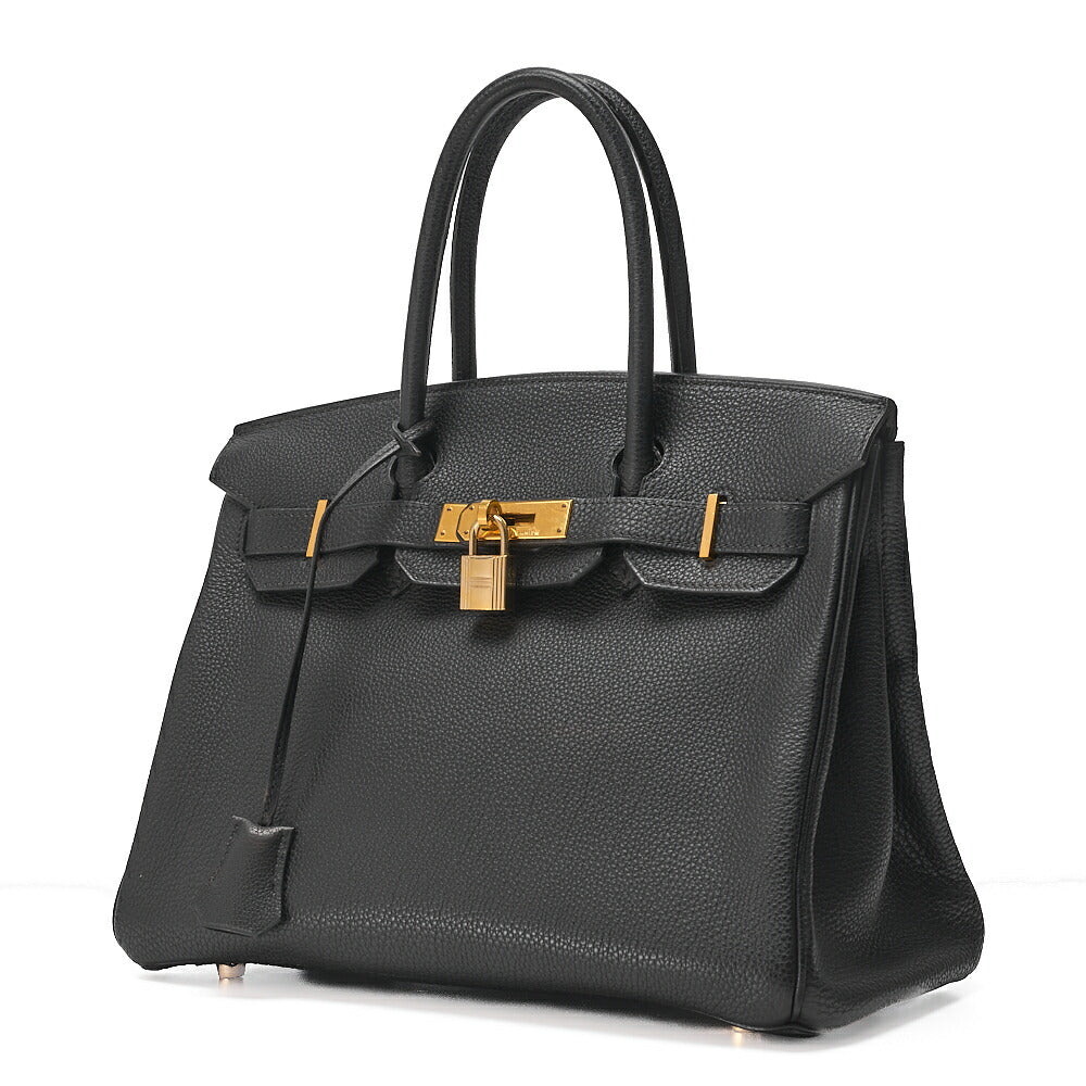 HERMES Birkin 30 Handbag Togo Black Gold-Tone Hardware, Pre-Owned