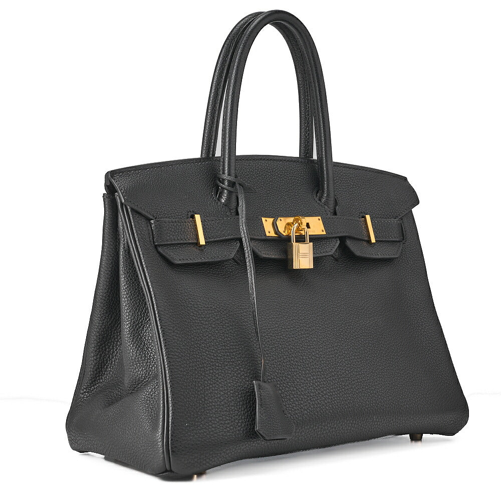 HERMES Birkin 30 Handbag Togo Black Gold-Tone Hardware, Pre-Owned