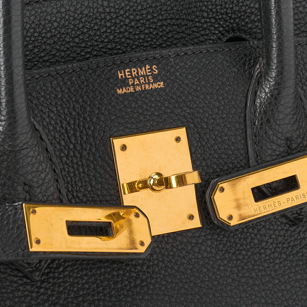 HERMES Birkin 30 Handbag Togo Black Gold-Tone Hardware, Pre-Owned