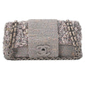 CHANEL Matelasse Tweed Big Coco Single Flap Double Chain Bag Gray Multicolor Silver-Tone Hardware, Pre-Owned