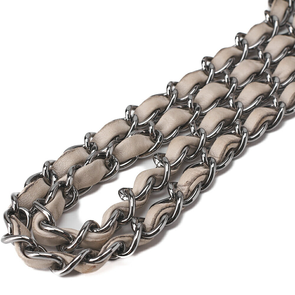 CHANEL Matelasse Tweed Big Coco Single Flap Double Chain Bag Gray Multicolor Silver-Tone Hardware, Pre-Owned