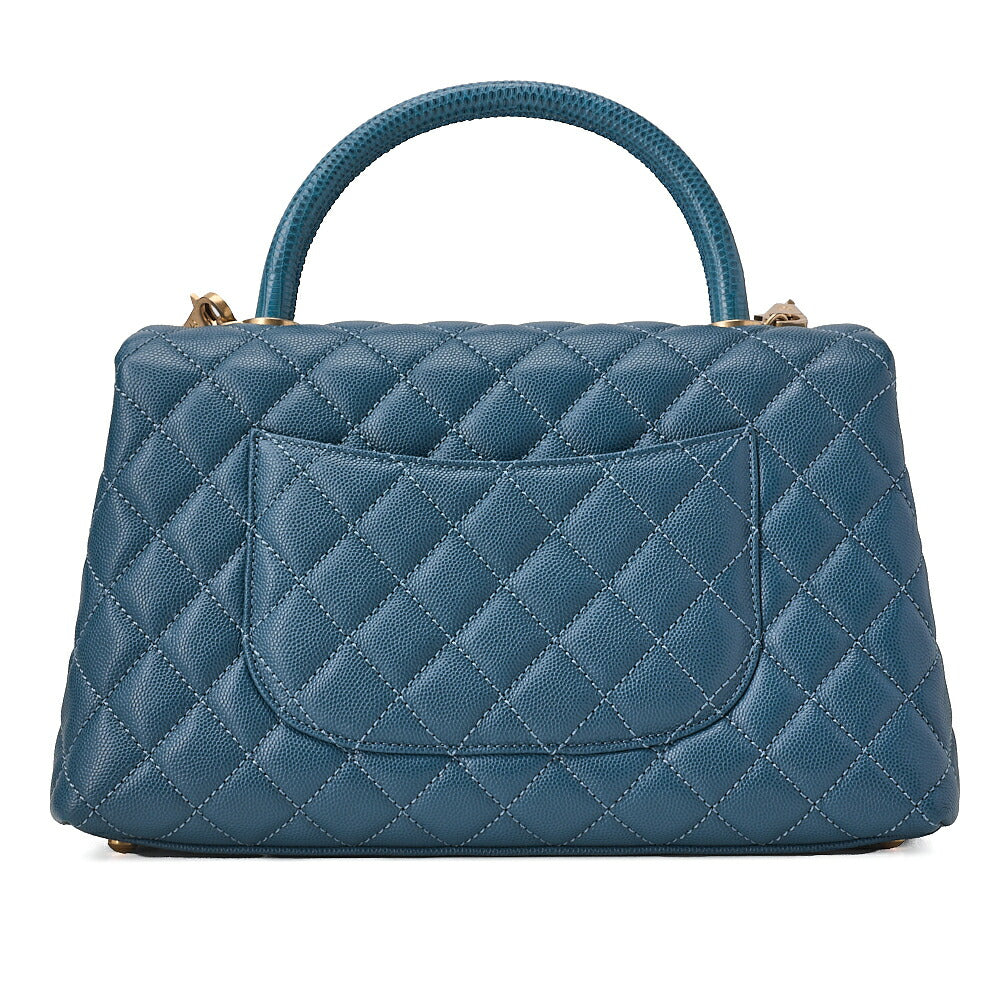 CHANEL Shoulder Bag Matelasse Coco Handle 2WAY Handbag Caviar Skin x Lizard Green Gold-Tone Hardware, Pre-Owned