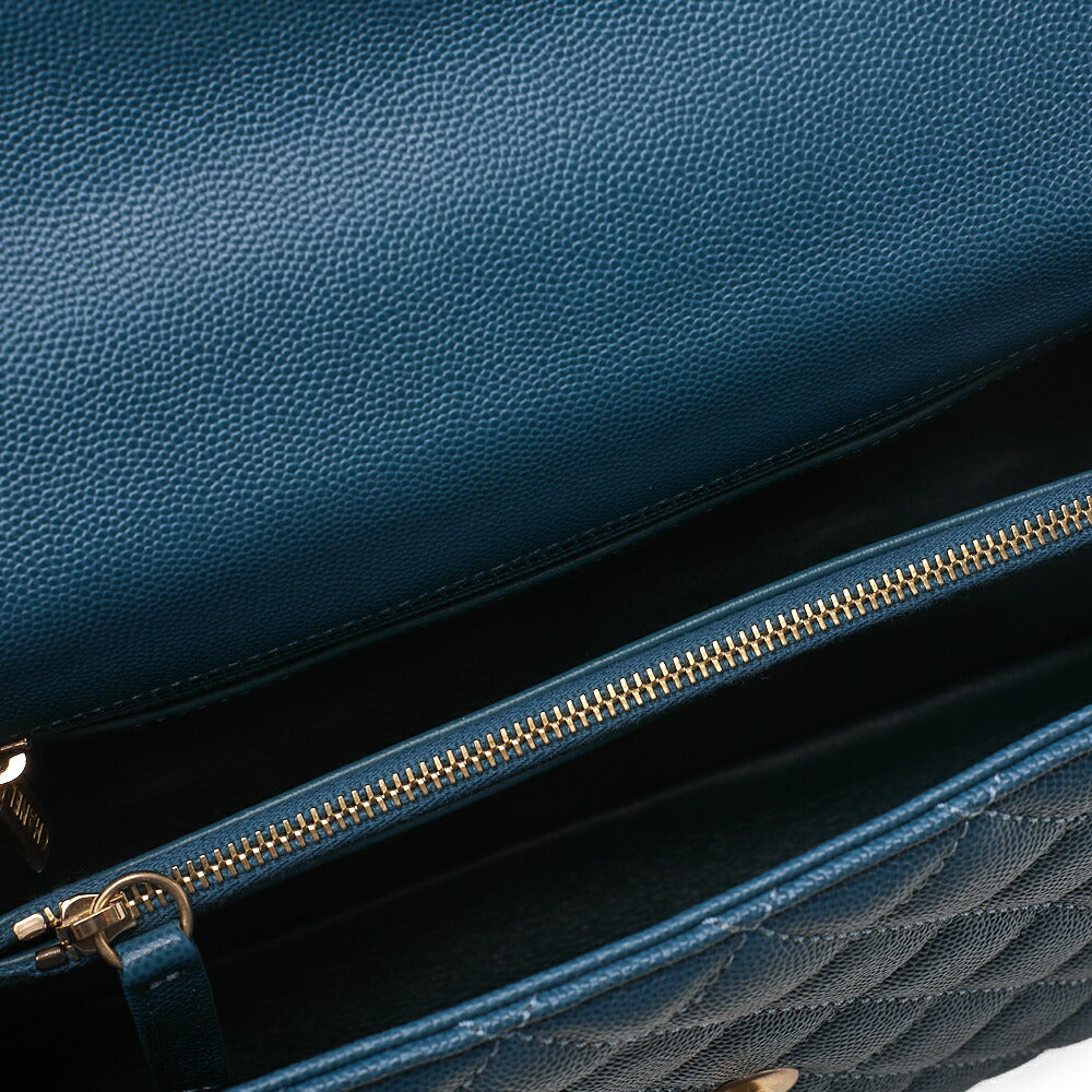 CHANEL Shoulder Bag Matelasse Coco Handle 2WAY Handbag Caviar Skin x Lizard Green Gold-Tone Hardware, Pre-Owned