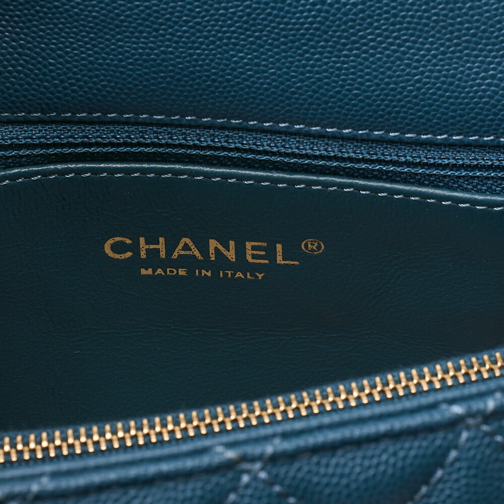 CHANEL Shoulder Bag Matelasse Coco Handle 2WAY Handbag Caviar Skin x Lizard Green Gold-Tone Hardware, Pre-Owned