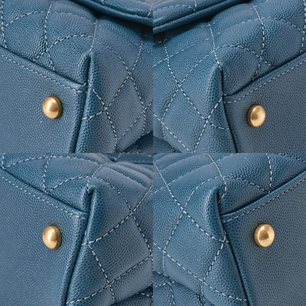 CHANEL Shoulder Bag Matelasse Coco Handle 2WAY Handbag Caviar Skin x Lizard Green Gold-Tone Hardware, Pre-Owned