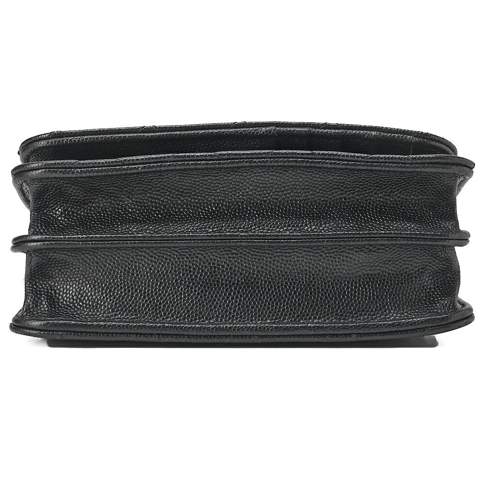 CHANEL Mini Matelasse Chain Wallet Magnetic Lock Caviar Skin Black Gold-Tone Hardware, Pre-Owned