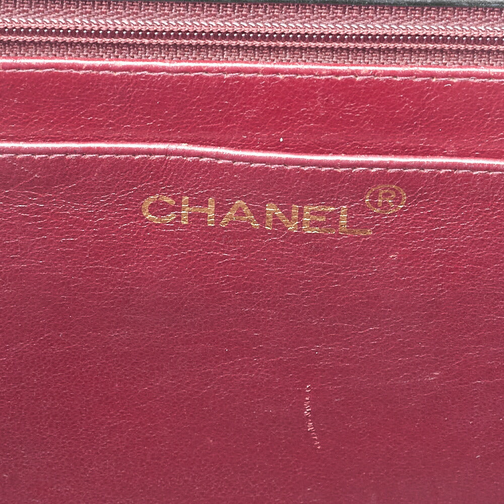 CHANEL Chain Shoulder Bag Deca Matelasse 34cm Single Flap Lambskin Black Gold-Tone Hardware, Pre-Owned