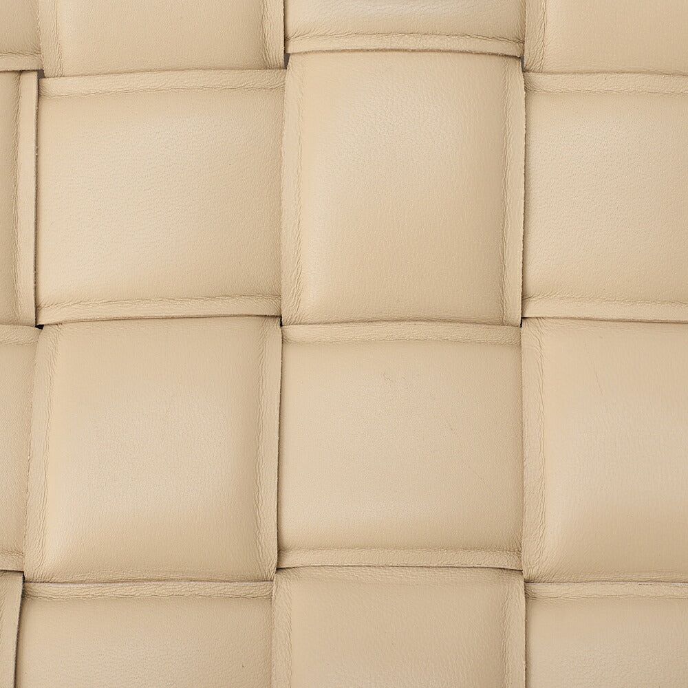 BOTTEGA VENETA Intrecciato Lambskin Padette Cassette Shoulder Back Beige Gold -Tone Hardware, Pre-Owned