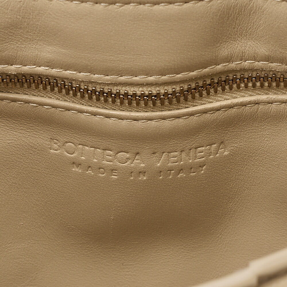 BOTTEGA VENETA Intrecciato Lambskin Padette Cassette Shoulder Back Beige Gold -Tone Hardware, Pre-Owned