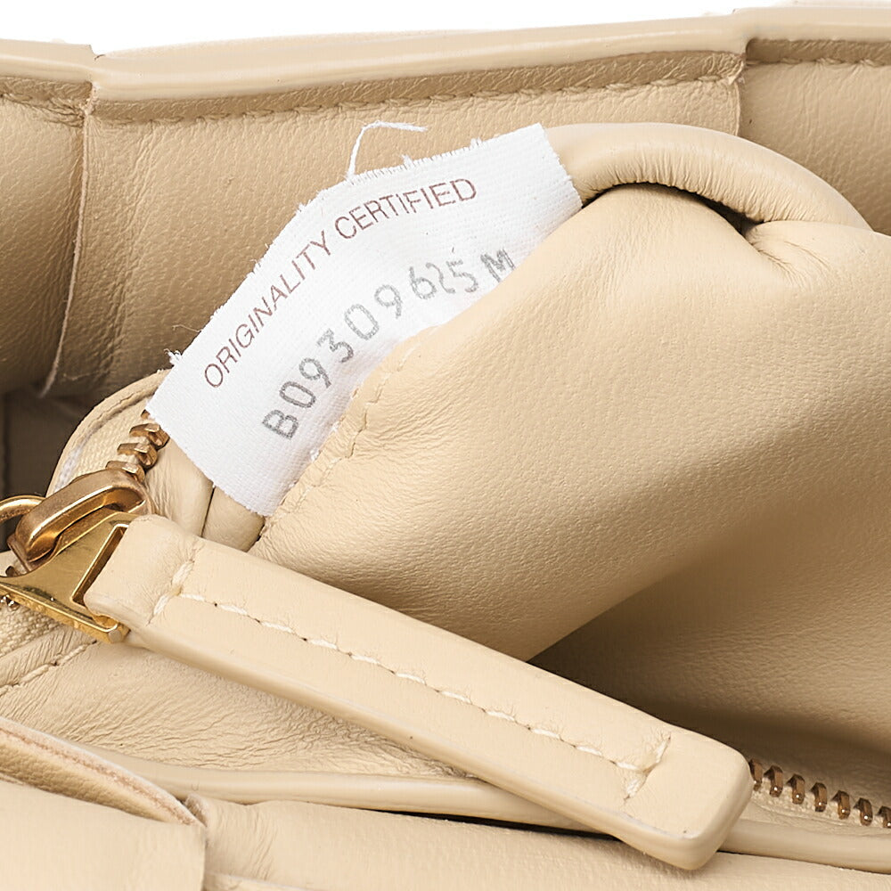 BOTTEGA VENETA Intrecciato Lambskin Padette Cassette Shoulder Back Beige Gold -Tone Hardware, Pre-Owned