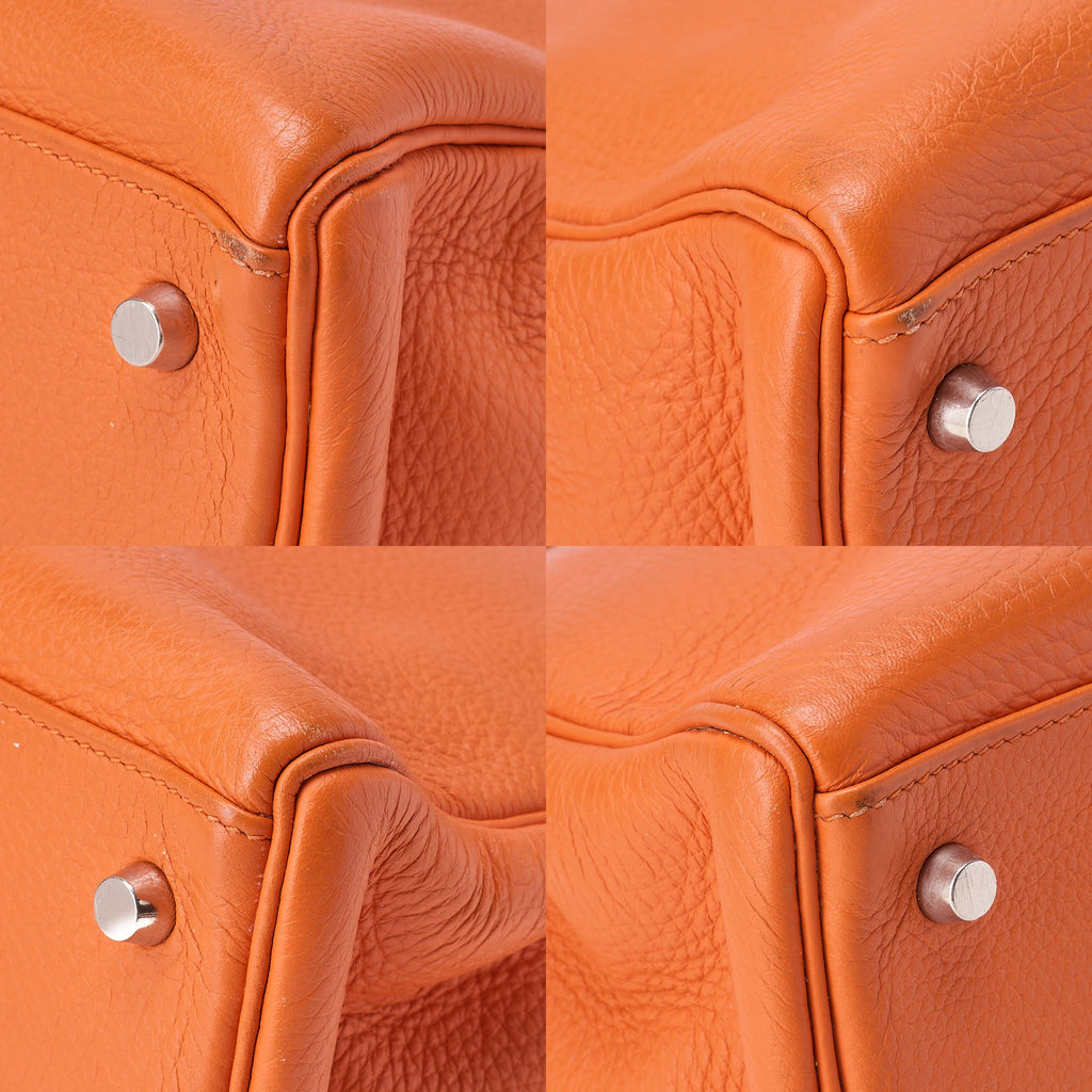 HERMES Kelly 35 Inseam Trialon 2way Handbag Orange (Silver-Tone Hardware, Pre-Owned
