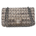 CHANEL Matelasse  Tweed Double Flap 25cm Chain Shoulder Bicolor Silver -Tone Hardware, Pre-Owned