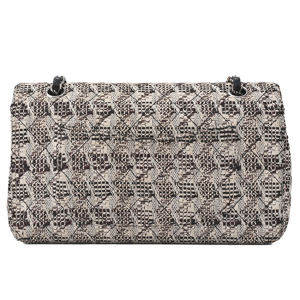 CHANEL Matelasse  Tweed Double Flap 25cm Chain Shoulder Bicolor Silver -Tone Hardware, Pre-Owned