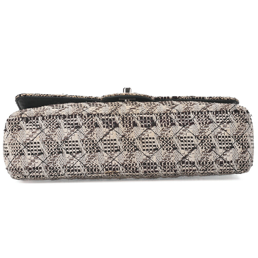 CHANEL Matelasse  Tweed Double Flap 25cm Chain Shoulder Bicolor Silver -Tone Hardware, Pre-Owned