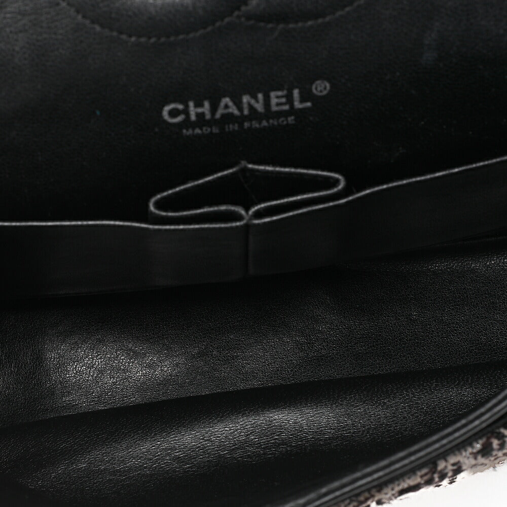 CHANEL Matelasse  Tweed Double Flap 25cm Chain Shoulder Bicolor Silver -Tone Hardware, Pre-Owned