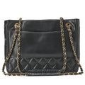 CHANEL Matelasse Double Chain Shoulder Bag Lambskin Black Gold-Tone Hardware, Pre-Owned
