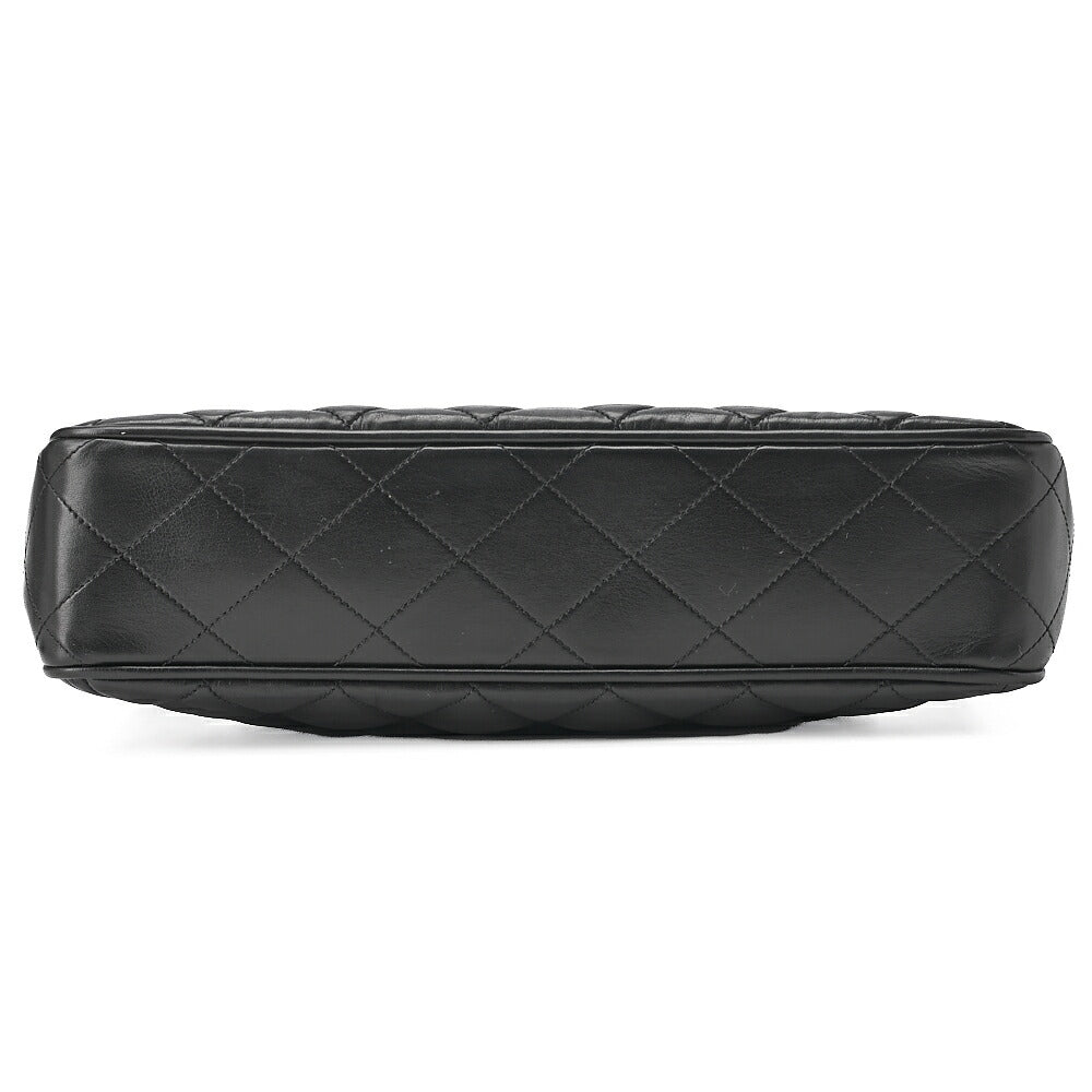 CHANEL Matelasse Double Chain Shoulder Bag Lambskin Black Gold-Tone Hardware, Pre-Owned