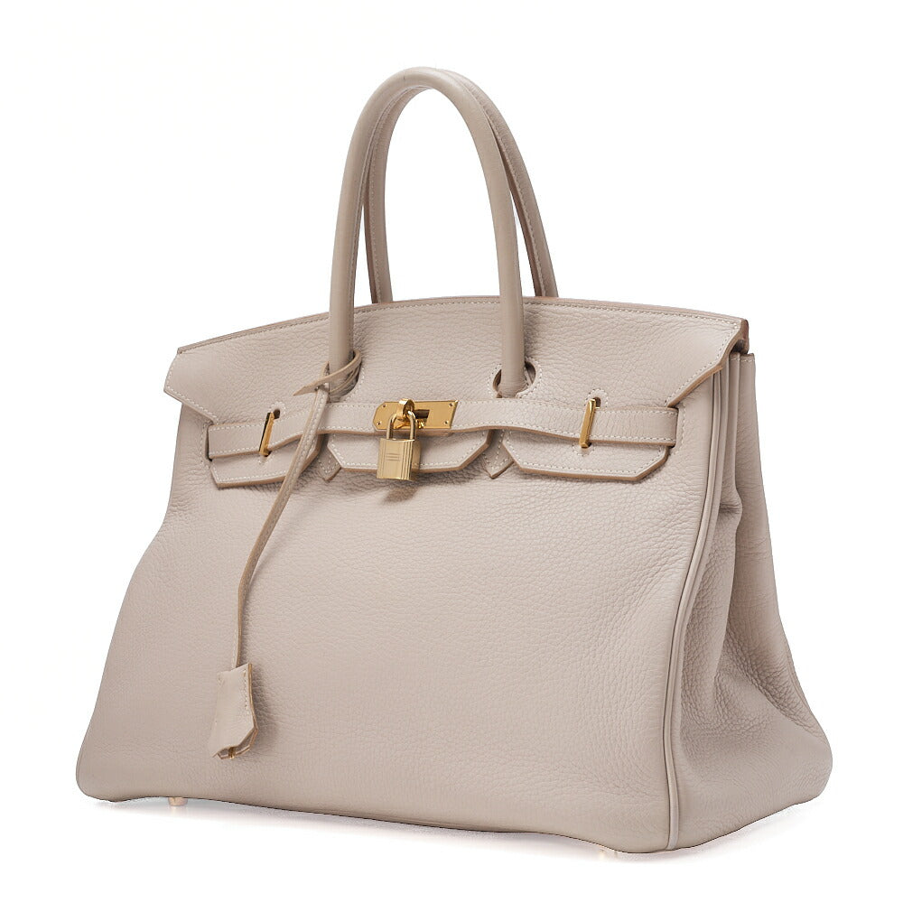HERMES Birkin 35 Handbag Tryon Tultierre Gray Gold-Tone Hardware, Pre-Owned