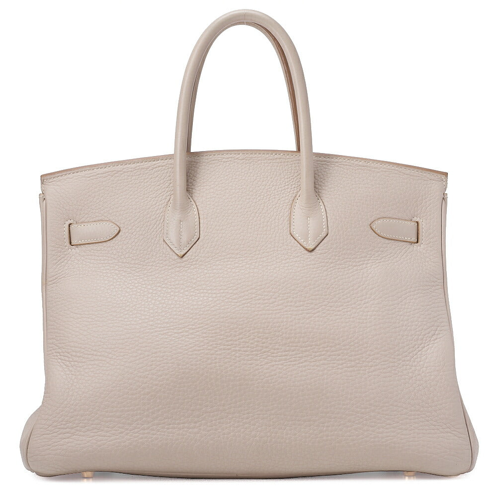 HERMES Birkin 35 Handbag Tryon Tultierre Gray Gold-Tone Hardware, Pre-Owned