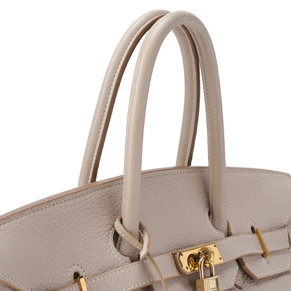 HERMES Birkin 35 Handbag Tryon Tultierre Gray Gold-Tone Hardware, Pre-Owned