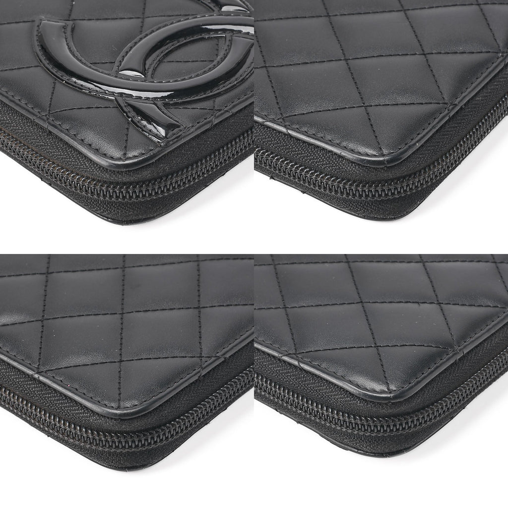 CHANEL Cambon Line Matelasse Round Long Wallet Calfskin Black Silver -Tone Hardware, Pre-Owned