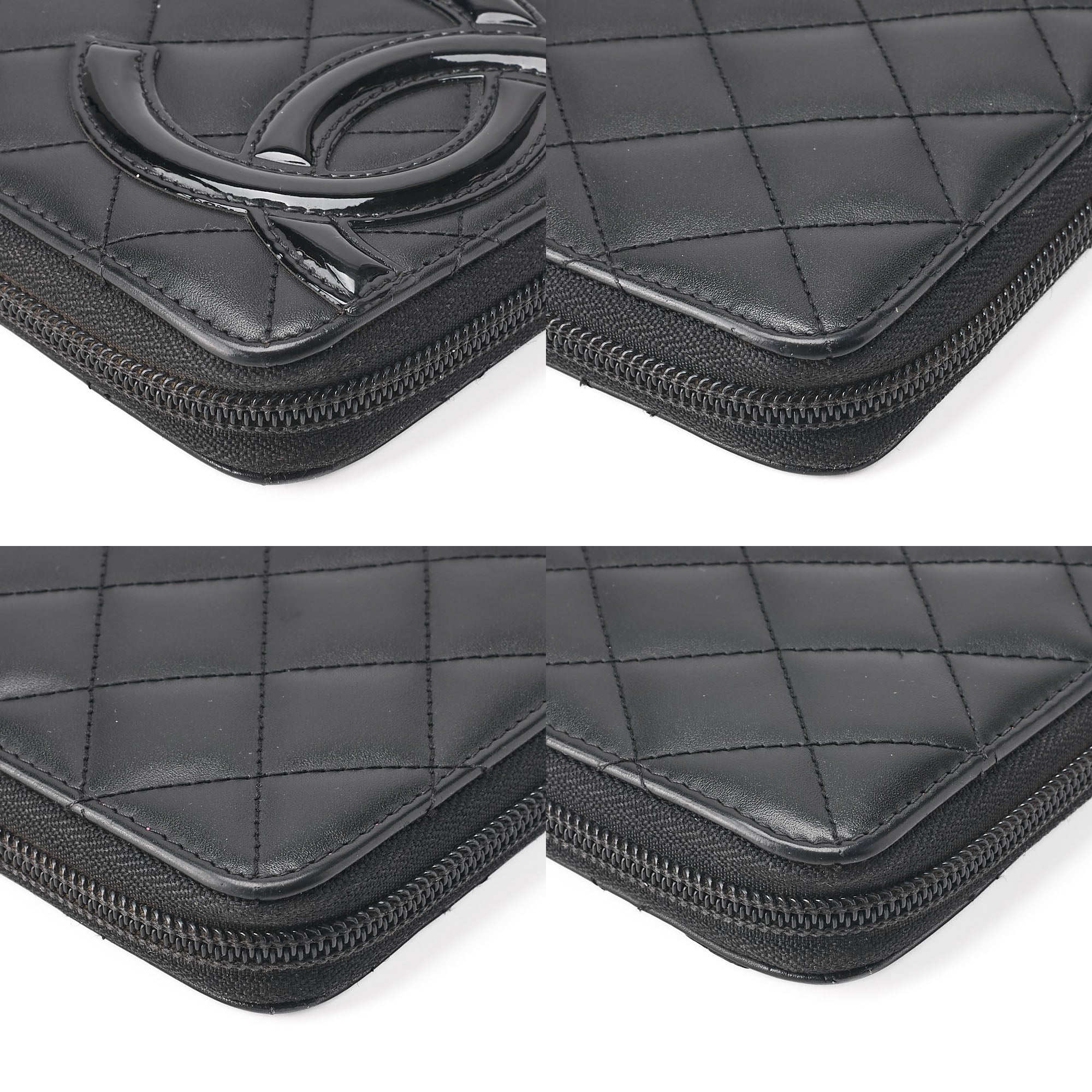 CHANEL Cambon Line Matelasse Round Long Wallet Calfskin Black Silver -Tone Hardware, Pre-Owned