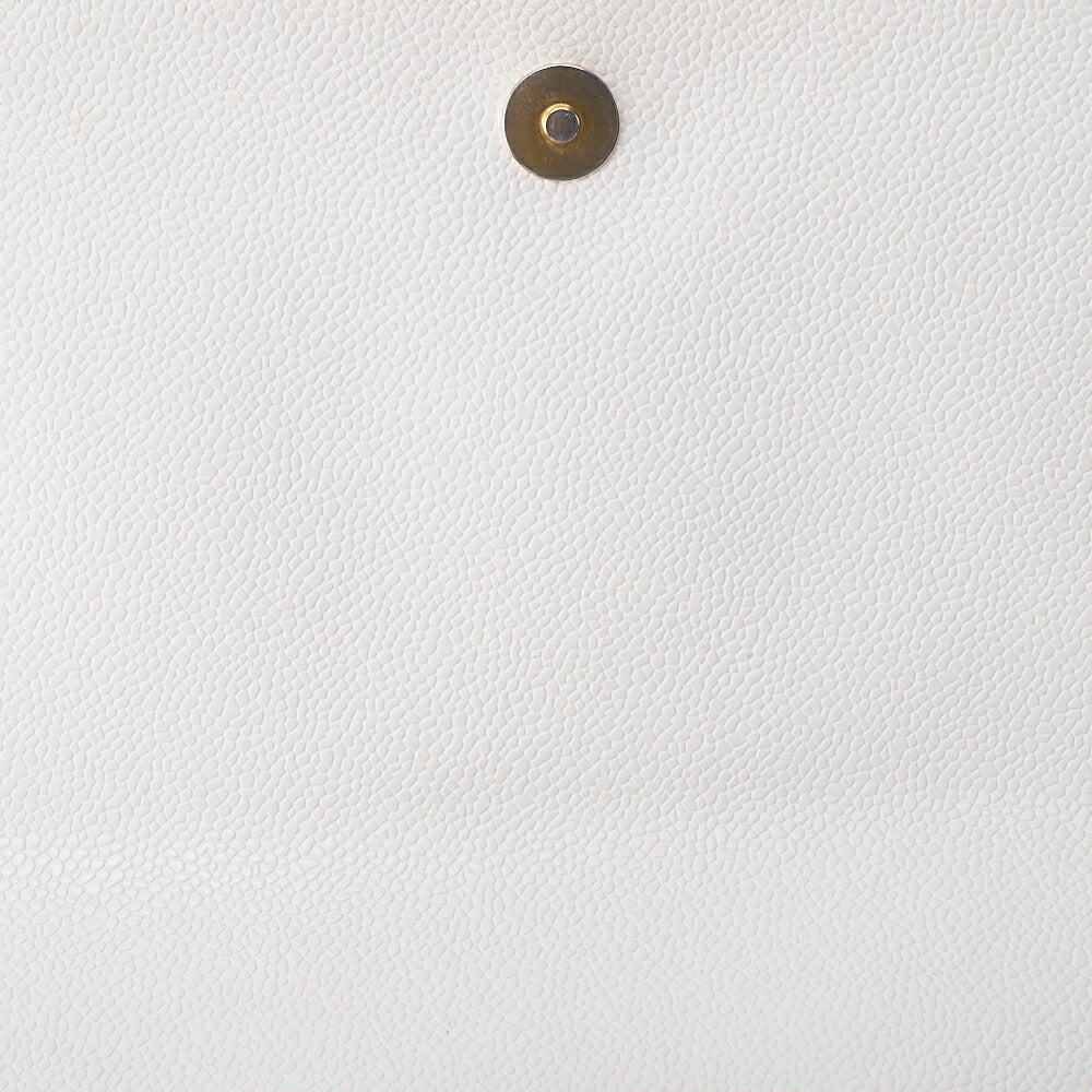 CHANEL Big Coco Mark Single Flap Shoulder Bag Caviar Skin White Gold-Tone Hardware, Pre-Owned