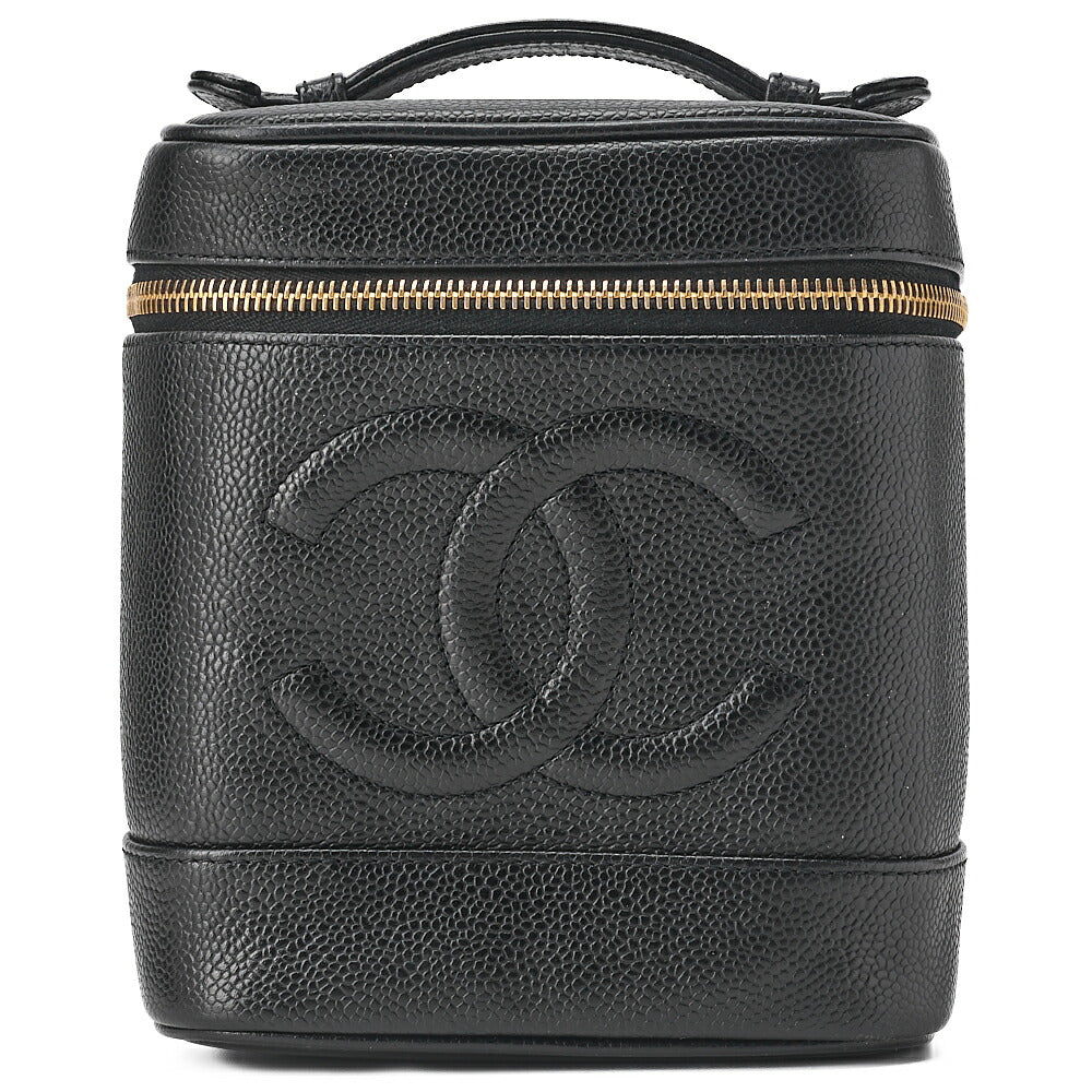 CHANEL Cocomark Vanity Handbag Caviar Skin Black Gold-Tone Hardware, Pre-Owned