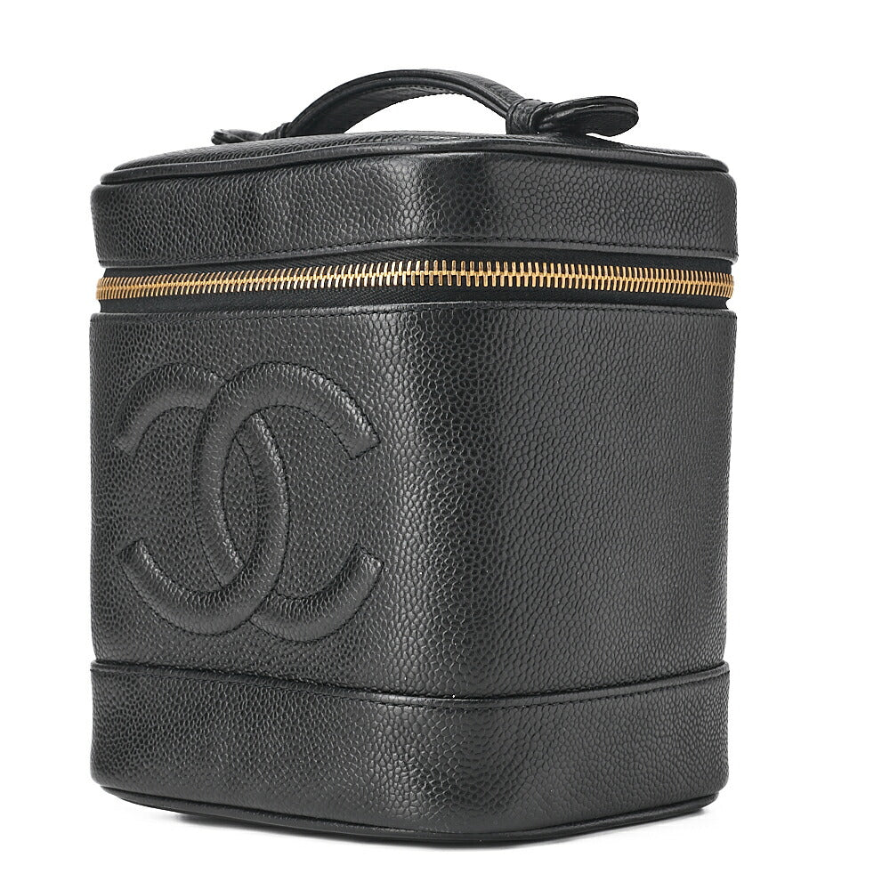 CHANEL Cocomark Vanity Handbag Caviar Skin Black Gold-Tone Hardware, Pre-Owned