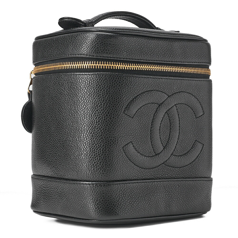 CHANEL Cocomark Vanity Handbag Caviar Skin Black Gold-Tone Hardware, Pre-Owned