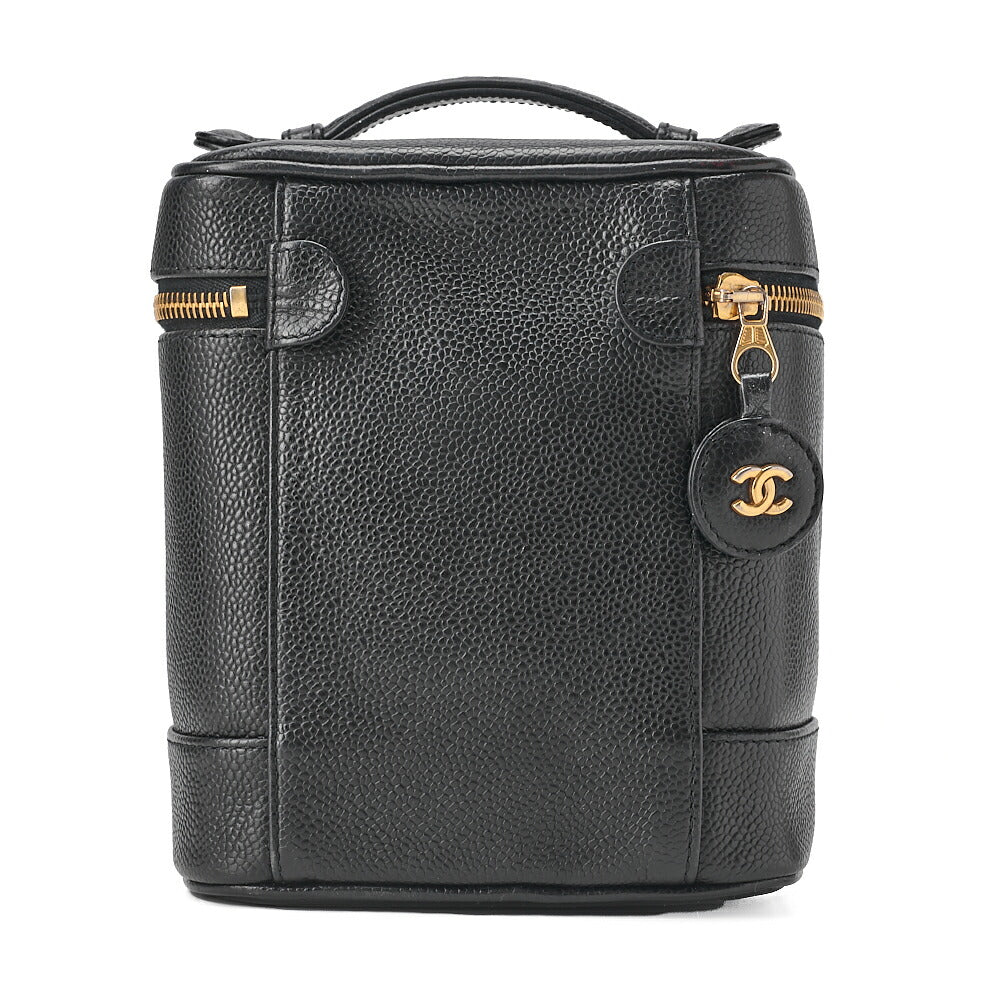 CHANEL Cocomark Vanity Handbag Caviar Skin Black Gold-Tone Hardware, Pre-Owned