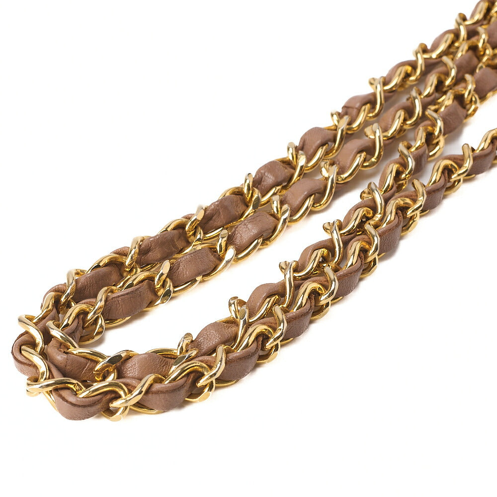 CHANEL Chain Shoulder Bag Mini Mini Matelasse Lambskin Brown Gold -Tone Hardware, Pre-Owned
