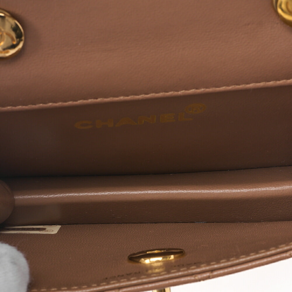 CHANEL Chain Shoulder Bag Mini Mini Matelasse Lambskin Brown Gold -Tone Hardware, Pre-Owned