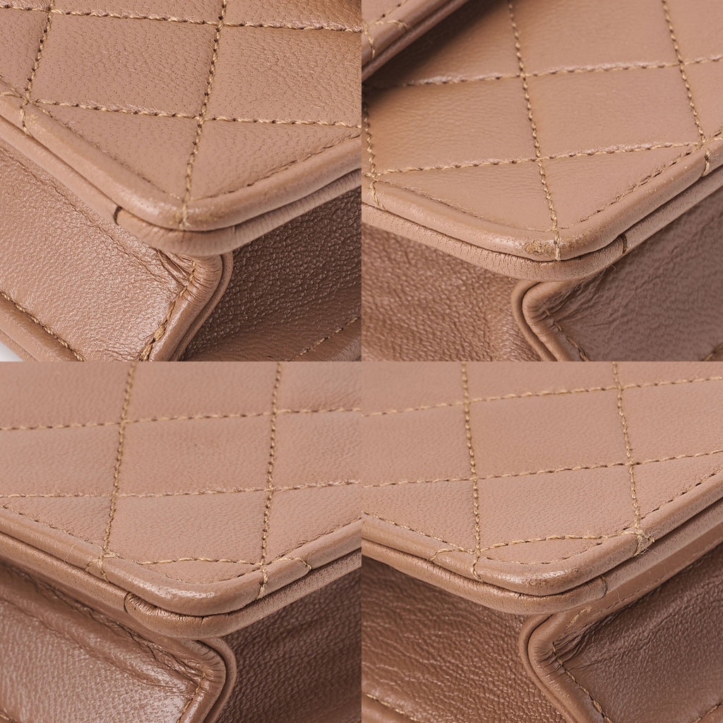 CHANEL Chain Shoulder Bag Mini Mini Matelasse Lambskin Brown Gold -Tone Hardware, Pre-Owned