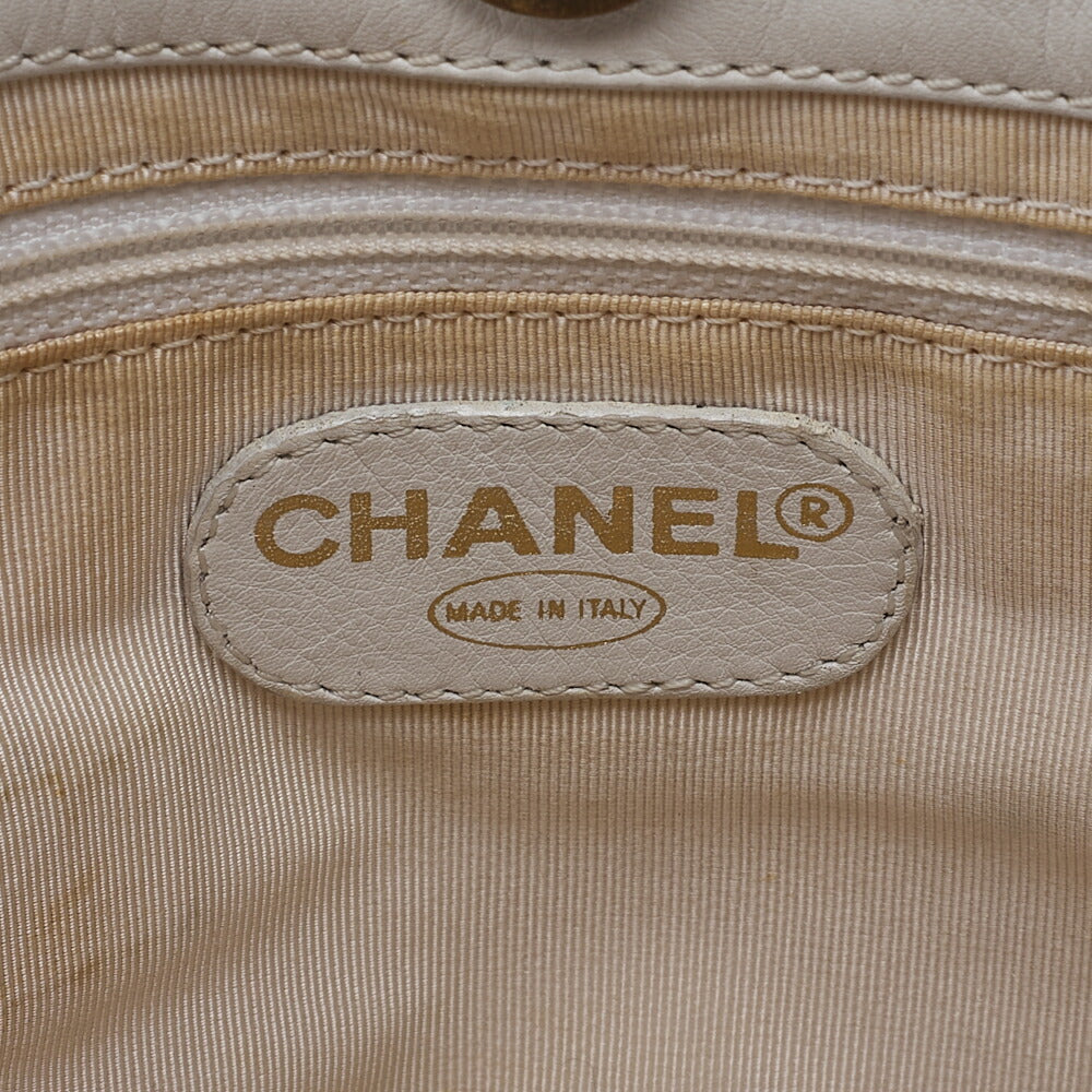 CHANEL Chain Tote Bag Cocomark Plastic Chain Shoulder Lambskin White Gold-Tone Hardware, Pre-Owned