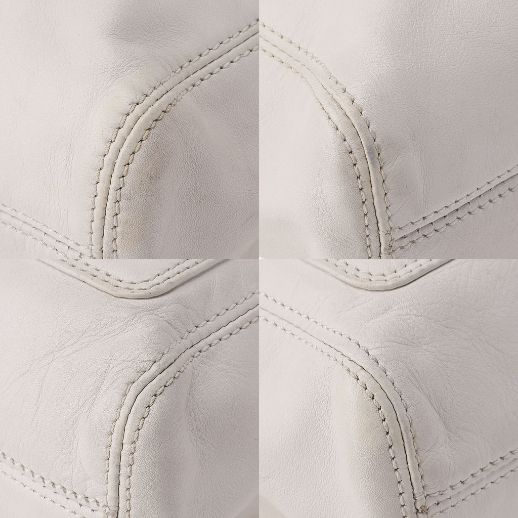 CHANEL Chain Tote Bag Cocomark Plastic Chain Shoulder Lambskin White Gold-Tone Hardware, Pre-Owned