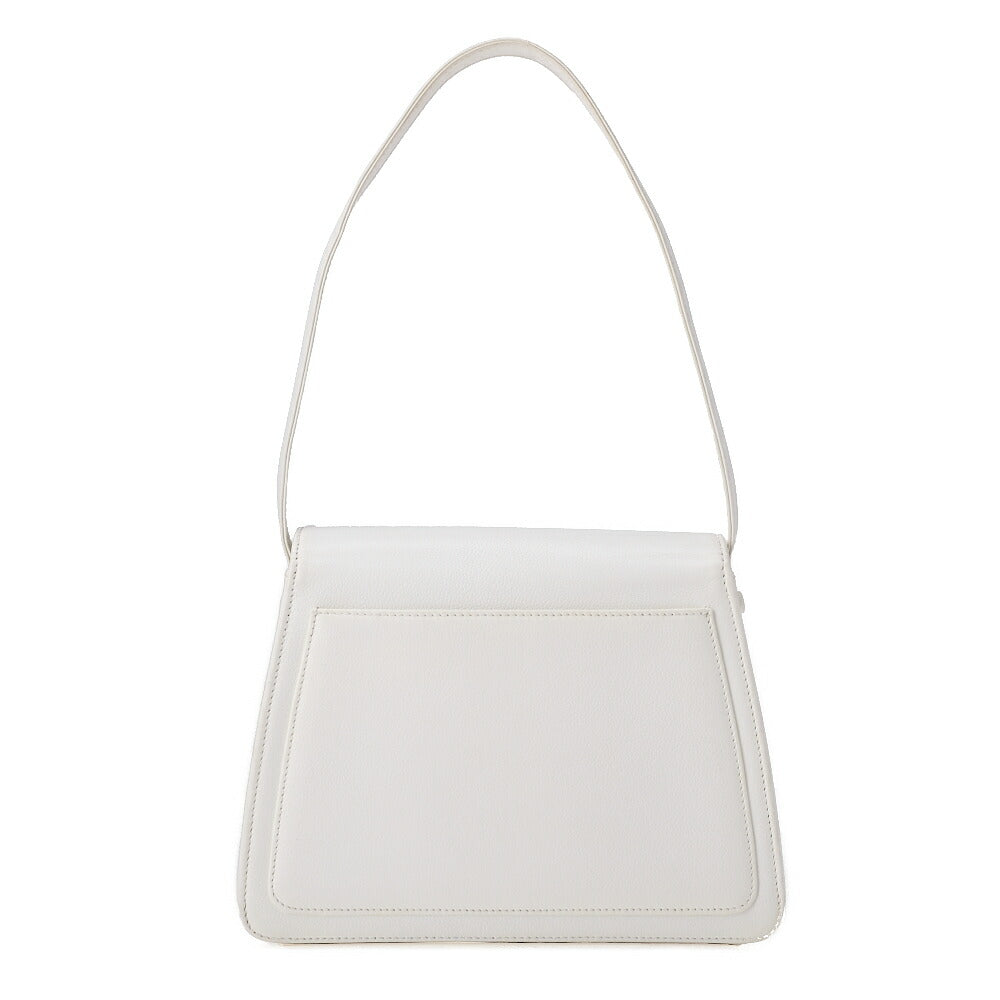 CHANEL Caviar Skin Single Turnlock One Shoulder White Black-Tone Hardware, Pre-Owned