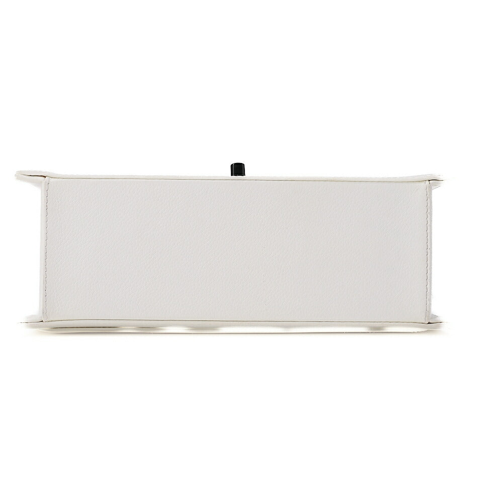 CHANEL Caviar Skin Single Turnlock One Shoulder White Black-Tone Hardware, Pre-Owned