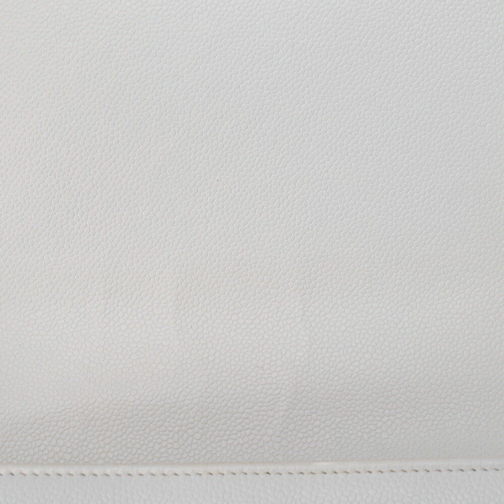 CHANEL Caviar Skin Single Turnlock One Shoulder White Black-Tone Hardware, Pre-Owned