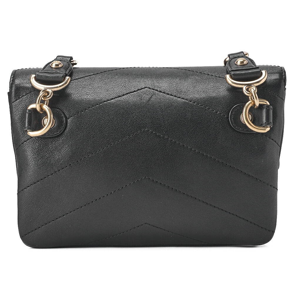 CHANEL Waist Bag V-Stitch Turnlock Calfskin Black Gold-Tone Hardware, Pre-Owned