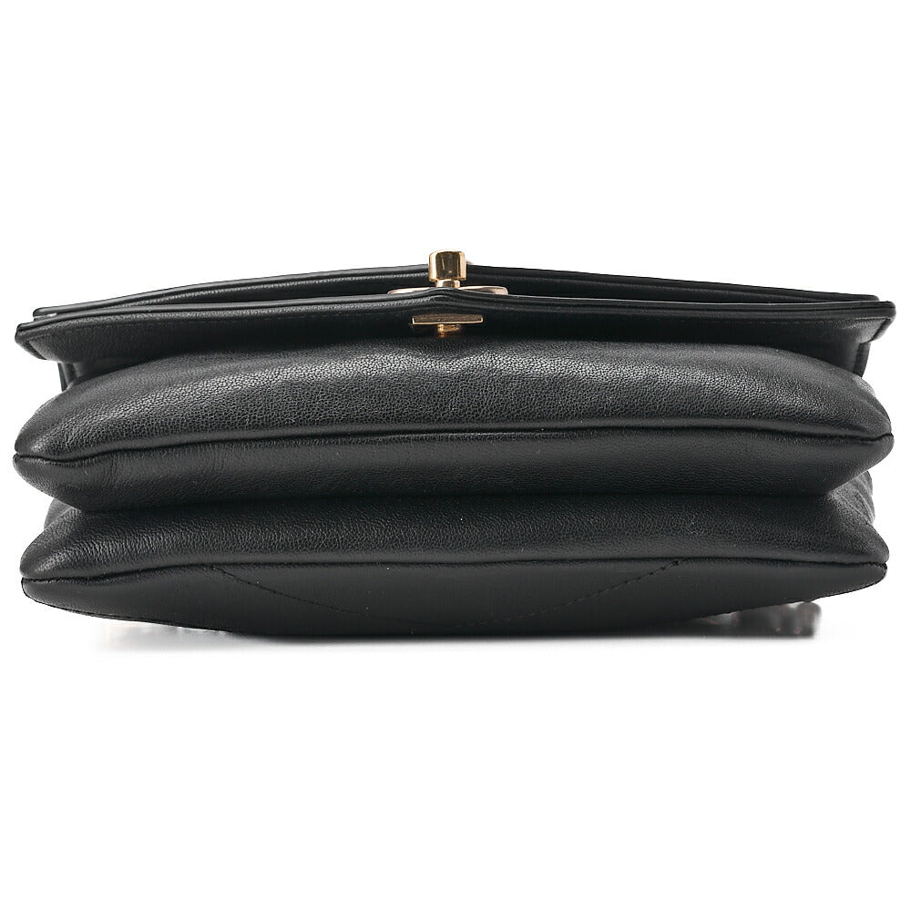 CHANEL Waist Bag V-Stitch Turnlock Calfskin Black Gold-Tone Hardware, Pre-Owned