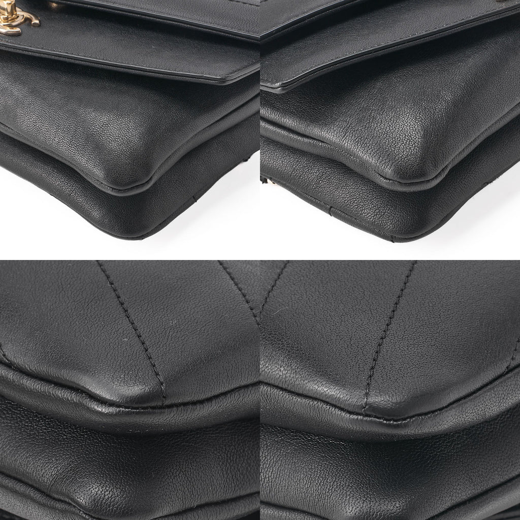 CHANEL Waist Bag V-Stitch Turnlock Calfskin Black Gold-Tone Hardware, Pre-Owned