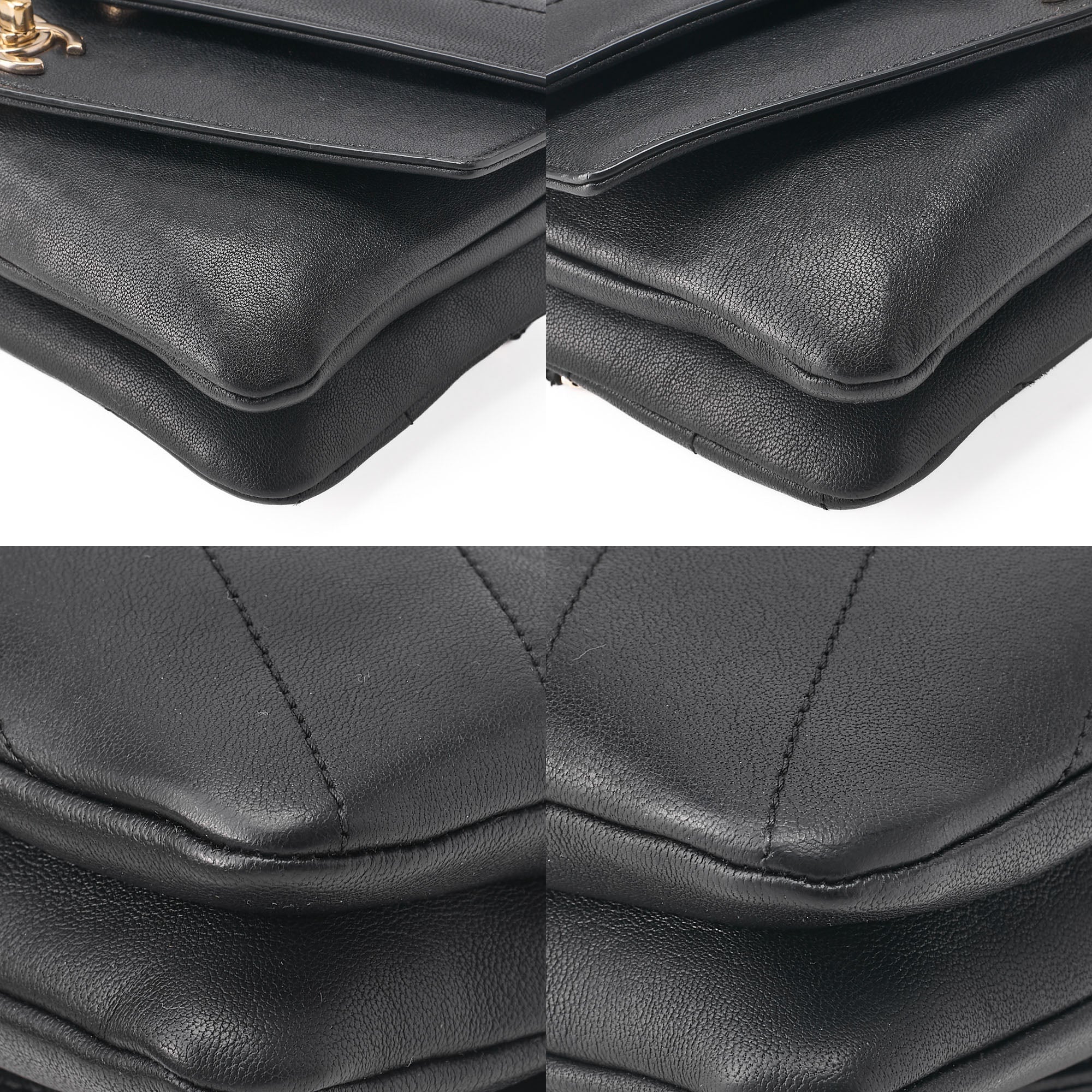 CHANEL Waist Bag V-Stitch Turnlock Calfskin Black Gold-Tone Hardware, Pre-Owned
