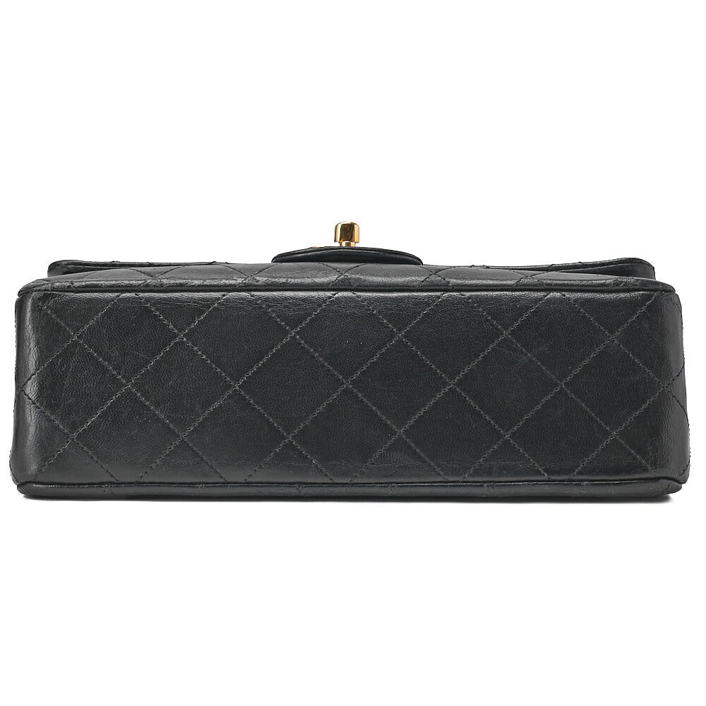CHANEL Chain Shoulder Bag Matelasse 23cm Double Flap Lambskin Black Gold-Tone Hardware, Pre-Owned