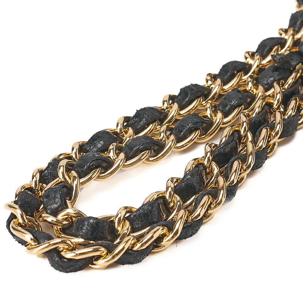 CHANEL Chain Shoulder Bag Matelasse 23cm Double Flap Lambskin Black Gold-Tone Hardware, Pre-Owned