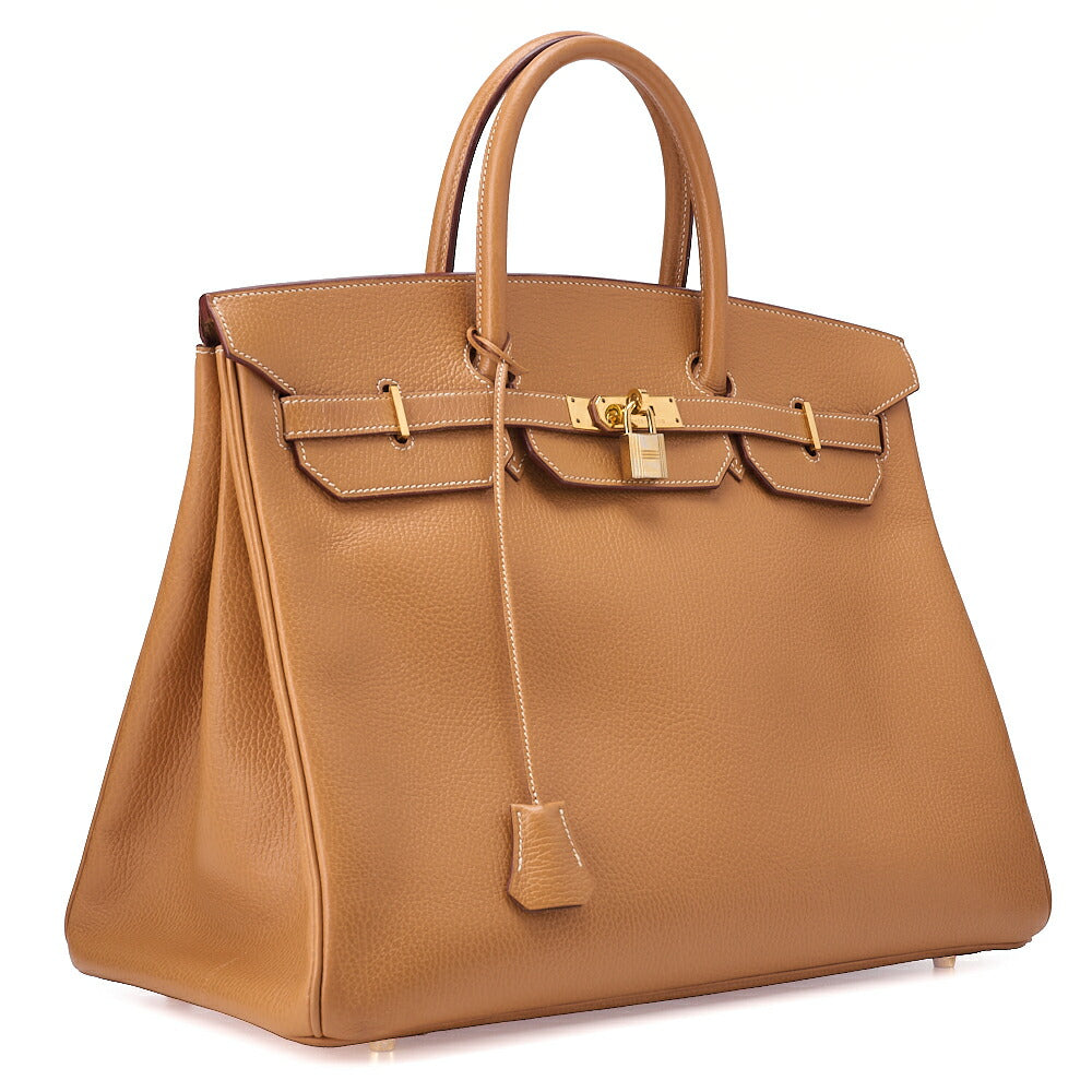HERMES Birkin 40 Handbag Ardennes Gold Gold -Tone Hardware, Pre-Owned