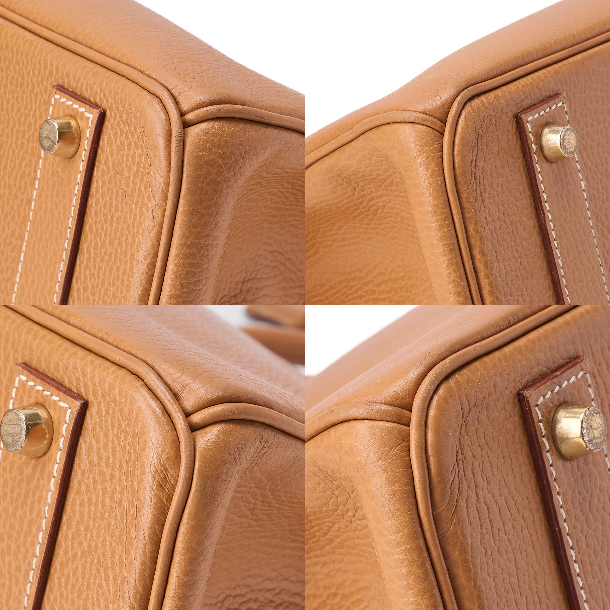 HERMES Birkin 40 Handbag Ardennes Gold Gold -Tone Hardware, Pre-Owned
