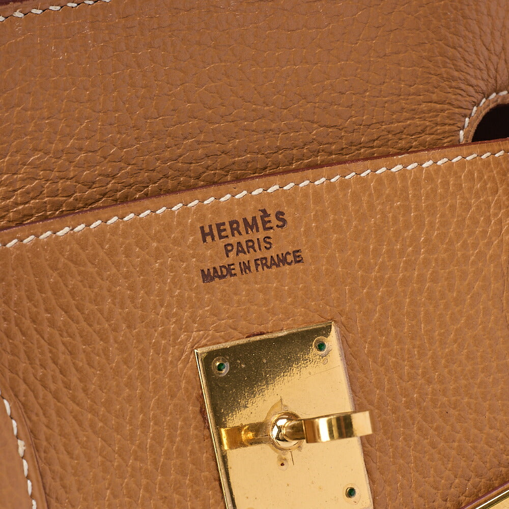 HERMES Birkin 40 Handbag Ardennes Gold Gold -Tone Hardware, Pre-Owned