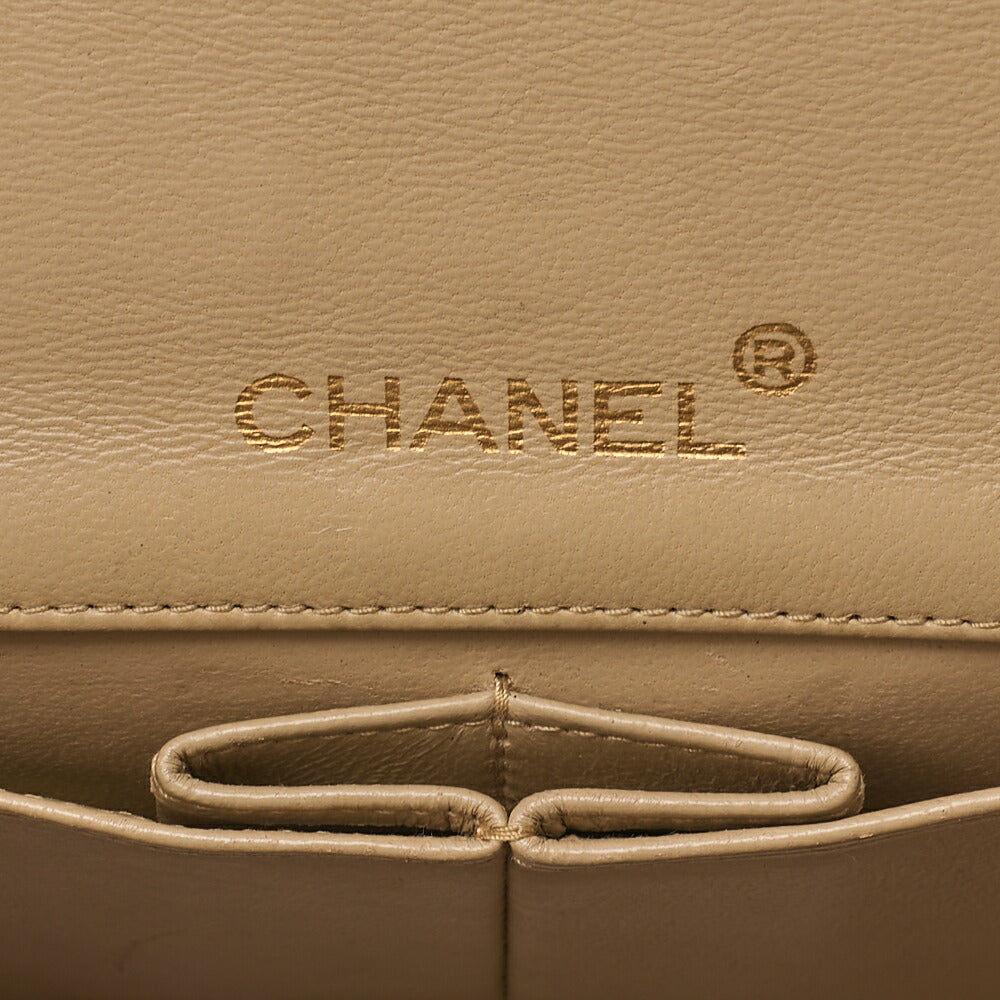 CHANEL Lambskin Matelasse Full Flap 19cm Chain Shoulder Beige Gold-Tone Hardware, Pre-Owned